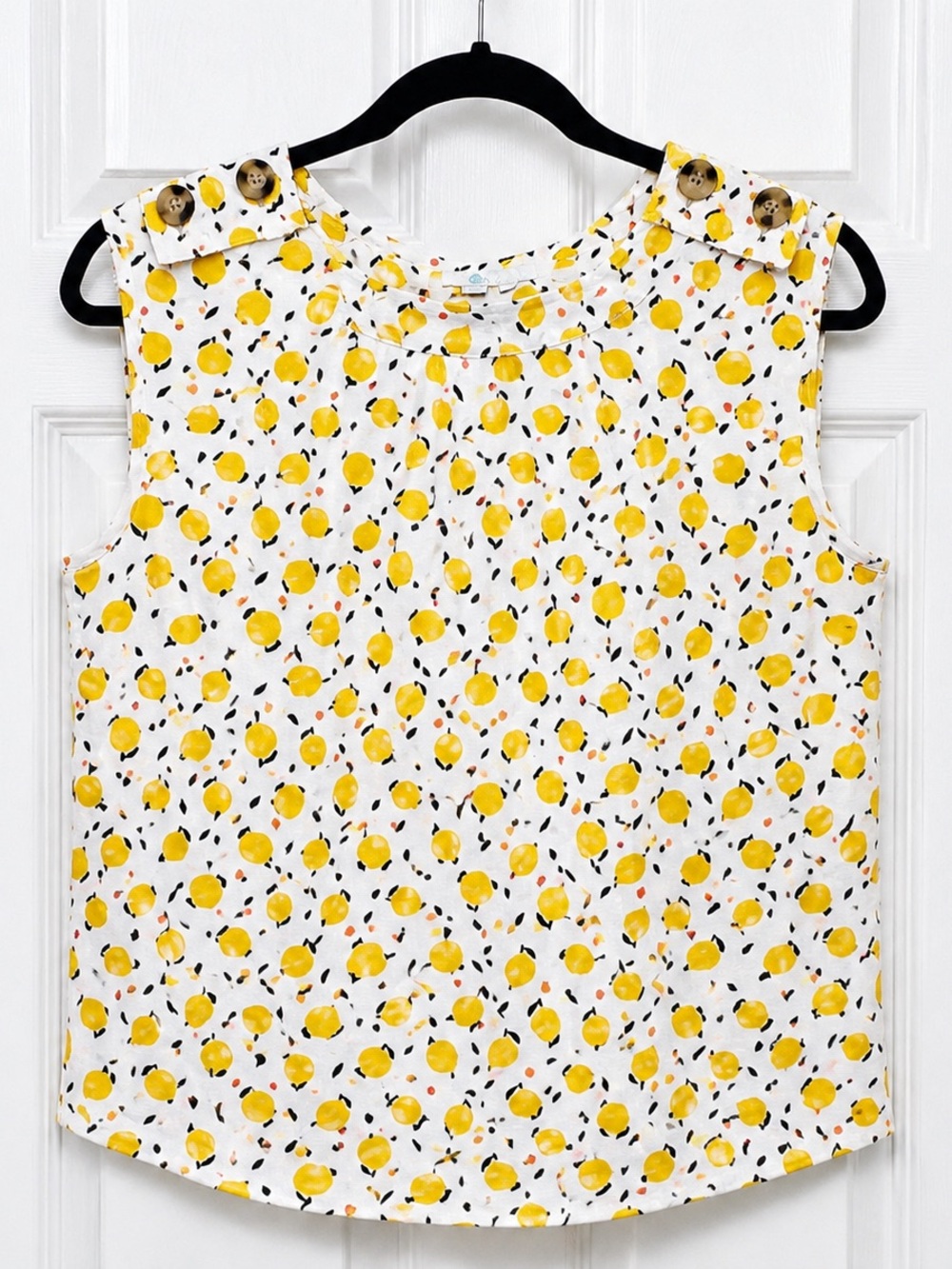 Boden White Camisole with Yellow Lemon Print